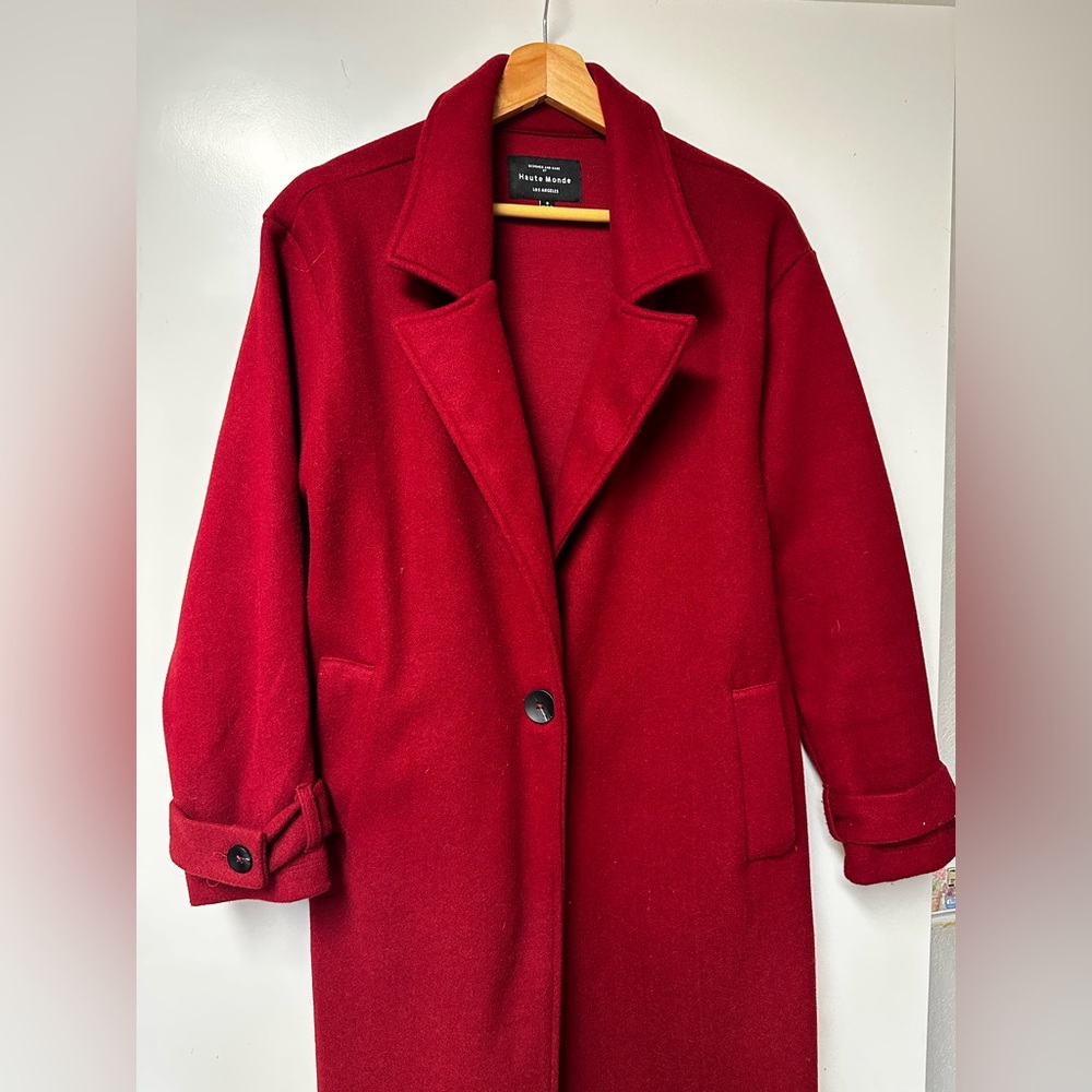 Red full length peacoat - Small